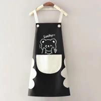ราคา Cute cartoon apron with printed logo suitable for couples home kitchen catering hand erasable waterproof oil resistant and dirt resistant (22831867284)