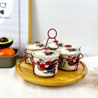 ราคา พวงเครื่องปรุง ที่ใส่เครื่องปรุงก๋วยเตี๋ยว โถใส่เครื่องปรุง โถใส่น้ำปลา พวงเครื่องปรุงก๋วยเตี๋ยว เซรามิก รุ่นกระบอกลายไก่ ชุดพวงเครื่องปรุง พวงหิ้ว (22551150252)