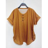 ราคา เสื้อยืดคอกลมแต่งกระดุมแขนสั้นลายริ้ว อก42 50ยาว27นิ้วผ้ามูลเวป (16478753800)