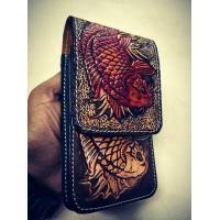 ราคา กระเป๋าใส่มือถือ หนังวัวแท้ แบบร้อยเข็มขัด (14596051521)