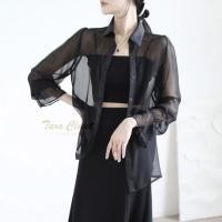 ราคา CF024 TARA Shirt Chiffon เสื้อเชิ้ต เสื้อคลุม กระดุมหน้า แขนยาว แต่งระบายที่ปลายแขน เนื้อผ้าชีฟอง เนื้อดีมาก ใส่สบาย (21594037266)