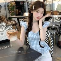 ราคา Laz Nigori เสื้อคอปกเล็กลายตารางหมากรุกสีฟ้าและสีขาวสำหรับฤดูร้อนและชุดเดรสผูกโบว์ฤดูร้อน (22591223461)