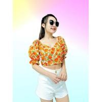 ราคา เสื้อครอป ลายดอก รุ่นพาสเทล แขนตุ๊กตา Freesize (19656798832)