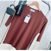 ราคา 037 เสื้อยืดยูนิคอกลมแขน 3ส่วน ฟรีไซส์ อก 36 40 23 (22702497277)