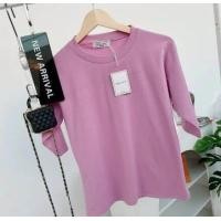 ราคา 037 เสื้อยืดยูนิคอกลมแขน 3ส่วน ฟรีไซส์ อก 36 40 23 (22702497287)