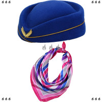 ราคา หมวกผ้าพันคอสำหรับผู้หญิง 1ชุดอุปกรณ์เสริมเสื้อผ้าสำหรับแอร์โฮสเตสคอสเพลย์ (22247784541)