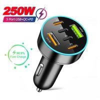 ราคา KEBETEME 250W PD ที่ชาร์จแบตในรถ6พอร์ตเร็วชาร์จ PD QC 3 0 USB C อะแดปเตอร์ Type C Quick Charger Mobil ในรถสำหรับ iPhone Samsung Xiaomi (22493811874)