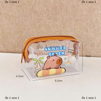 ราคา inchoie กระเป๋าเก็บเหรียญน่ารัก capybara กระเป๋าใส่เหรียญแบบใสกระเป๋าใส่เหรียญดีไซน์การ์ตูนกระเป๋าสตางค์น่ารัก PVC กันน้ำกระเป๋าใสมีซิปกระเป๋าใส่เหรียญแบบสั้น (22511354754)