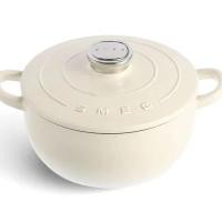 ราคา หม้อต้มเหล็กหล่อเคลือบ SMEG หม้อเหล็กหล่อเคลือบอินาเมลมัลติฟังก์ชั่น ขนาด 24 ซม สีครีม (22344506340)