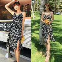 ราคา เดรสลายดอกเดซี่ เดรสยาวไปทะเล เดรสยาวสายเดี่ยว (10335794941)