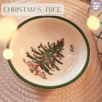 ราคา Violet Flamingo จานเซรามิคสีขาวขอบเขียว ลายต้นสน ต้นคริสมาสต์ จานขนม และแก้วมัค Christmas Collection (22867862057)