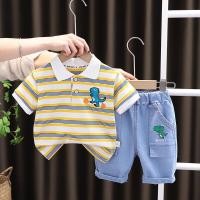 ราคา เสื้อยืดลายการ์ตูนไดโนเสาร์สำหรับเด็กชายเสื้อผ้าฝ้ายสำหรับเด็กเสื้อยืดกางเกงยีนส์2ชิ้น ชุดชุดสำหรับเด็กเล็กชุดวอร์ม0 5ปี (19307273888)