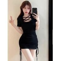 ราคา ส่งจากไทย ชุดมินิเดรสกระโปรงรัดรูป มีเชือกรูดด้านข้าง DK2213 (22319647494)
