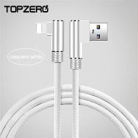 ราคา TOPZERO สายชาร์จ USB90องศาสำหรับ iPhone 13 Pro Max 11 12 Pro Max 6 7 8 Plus X XR XS MAX สายชาร์จเร็วสายข้อมูล USB สำหรับ iPhone 6S Plus 5S (663508083)