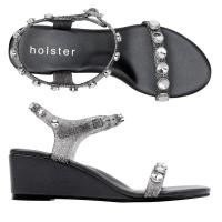 ราคา Holster Halo Wedge Clear Graphite Glitter HST466CGG รองเท้าแตะส้นสูง (22434318424)