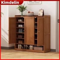 ราคา KIMDELIN ตู้เก็บรองเท้าหลายชั้นพร้อมตู้ชั้นวางของชั้นวางรองเท้าไม้ไผ่ประตูชั้นวางรองเท้าไม้งานหนักพร้อมฝาครอบ (22454606576)