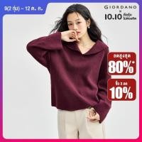 ราคา GIORDANO Women Sweaters Big Turndown Collar Loose Sweaters Raglan Sleeve 12 Gauge Knit Simple Fashion Casual Sweaters 13354664 (22786210954)