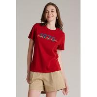 ราคา Mc jeans เสื้อยืดแขนสั้นผู้หญิง คอกลม สีแดง MTTZ742 (21598556232)