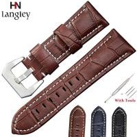 ราคา Zhangeer คุณภาพสูงCrazy Horseของแท้สายนาฬิกาหนังเงินสีดำหัวเข็มขัดSlubรูปแบบกันน้ำ20มม 22มม 24มม 26มม นาฬิกาอุปกรณ์เสริมสร้อยข้อมือ (5417258092)
