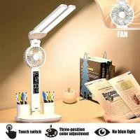 ราคา โคมไฟสำหรับเรียนตั้งโต๊ะแบบชาร์จไฟได้โคมไฟ LED แบบตั้งโต๊ะไฟอ่านหนังสือพร้อมพัดลมไฟอ่านหนังสือแสดงผลนาฬิกา LED (22602127949)