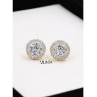 ราคา Milinta Jewelry ต่างหูเพชร สำหรับผิวแพ้ง่าย ต่างหูเพชรคาเทียร์ 1คู่ ฟรีตลับทอง จิวหู ตุ้มหู (22749545146)