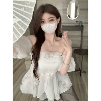 ราคา COCONI เสื้อสตรีแขนยาวพองผู้หญิงเสื้อเอวลอยเอวลายดอกไม้จีนใหม่ (20971617366)