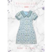 ราคา S 2XL 1232 งานป้าย Dress World เดรสสั้นลายดอก แต่งปักลูกไม้ แต่งกระดุมหน้า แขนตุ๊กตา ดูดี น่ารักไม่ไหวเลยจ้า (22221853138)