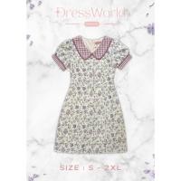 ราคา S 2XL 1232 งานป้าย Dress World เดรสสั้นลายดอก แต่งปักลูกไม้ แต่งกระดุมหน้า แขนตุ๊กตา ดูดี น่ารักไม่ไหวเลยจ้า (22221853127)