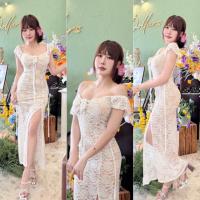 ราคา เดรสลูกไม้ยาวผ่าข้าง (22417690294)