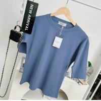 ราคา 037 เสื้อยืดยูนิคอกลมแขน 3ส่วน ฟรีไซส์ อก 36 40 23 (22702497290)