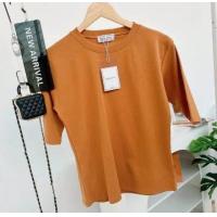 ราคา 037 เสื้อยืดยูนิคอกลมแขน 3ส่วน ฟรีไซส์ อก 36 40 23 (22702497308)