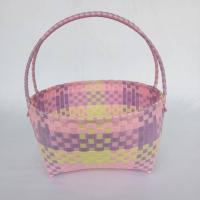 ราคา กระเช้าสานเส้นพลาสติก ตะกร้าสานเส้นพลาสติก ตระกร้าสานเส้นพลาสติก ทรงวงรี ที่จับโครงลวดขนาดใหญ่ และเล็ก (22754538926)