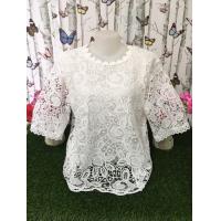 ราคา เสื้อลูกไม้ อก44 46 ลูกไม้สาวอวบ แขนสามส่วน สีขาว รุ่น4605 (22052393344)