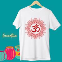 ราคา เสื้อยืดแขนสั้น เสื้อยืดสัญญาลักษณ์โอม สีแดงลายอินเดีย เสื้อยืดสีขาว งานพิมพ์ภาพลงบนเสื้อ ติดทน เย็บอย่างดี นุ่ม ใส่สบาย (21031023999)