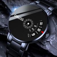 ราคา Original stainless steelleather luxury fashion waterproof black watch mens luminous Korean version quartz Swiss watch (21031631294)