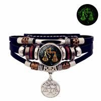 ราคา ใหม่ส่องสว่าง12ราศีสัญญาณกลุ่มดาวสร้อยข้อมือสำหรับผู้หญิงผู้ชายสีดำถักหนังหลายสร้อยข้อมือเสน่ห์พังก์เครื่องประดับ SEOULGLOW (21117253894)