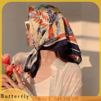 ราคา Butterfly แฟชั่นผ้าพันคอสี่เหลี่ยมพิมพ์ลายฮิญาบสำหรับผู้หญิงผ้าไหมซาตินผ้าโพกหัวมุสลิมที่คาดผมผ้าพันผ้าคลุมไหล่พันรอบ (22299080055)