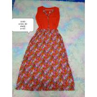 ราคา ชุดเดรสแฟชั่นผ้าพลิ้วใส่สบายผ้าดีสีส้มลายดอกสม็อคเอว (22847038822)