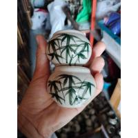 ราคา แก้วน้ำนกเซรามิคขนาดกลางลายใบไผ่ ได้รับ1คู่ (21709503262)