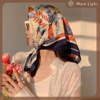 ราคา Warm Light แฟชั่นผ้าพันคอสี่เหลี่ยมพิมพ์ลายฮิญาบสำหรับผู้หญิงผ้าไหมซาตินผ้าโพกหัวมุสลิมที่คาดผมผ้าพันผ้าคลุมไหล่พันรอบ (22299086069)