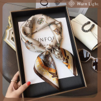 ราคา Warm Light แฟชั่นผ้าพันคอสี่เหลี่ยมพิมพ์ลายฮิญาบสำหรับผู้หญิงผ้าไหมซาตินผ้าโพกหัวมุสลิมที่คาดผมผ้าพันผ้าคลุมไหล่พันรอบ (22299086058)