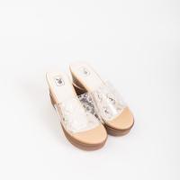 ราคา Playboy รองเท้าส้นตัน ลิขสิทธิ์แท้ รุ่น ST HS243C1185 ดีไซส้นตึกพลาสติกใสสกรีนลาย เรียงเพชร เงิน (22870113681)