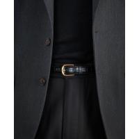 ราคา WARDROBE MINISTRY เข็มขัดหนังแท้ Real Slim Classic Croc Effect Leather Belt in Onyx (22825999891)
