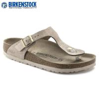 ราคา Casual Walking Slippers Birkenstockรองเท้าแตะ Womens Gizeh Birko Flor 1008793 Washed Metallic Rose Gold Sandals (18380433469)