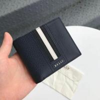 ราคา 100 Original Bally Classic Mens Wallet Mens Brown Oil Wax Leather Wallet Black Red and White Striped Short Wallet Mens (20518470572)