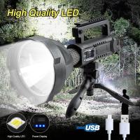 ราคา การจัดส่งในประเทศไทย ไฟฉายแรงสูง ไฟฉาย XHP50 XHP70 XHP90 Most Powerful Flashlight 200000LM ไฟฉายชาร์จได ไฟฉายเดินป่า ไฟฉายแรงสูง ไฟฉายพกพา 4 Modes USB LED Torch Searchlight (9691563167)
