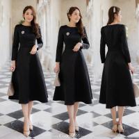 ราคา 6 สี ชมพู ครีมทอง น้ำเงิน ดำ เทา ขาว ฟ้า ชุดเดรสออกงาน สวยเรียบหรู ชุดเดรสแขนสี่ส่วนคอกลม กระโปรงทรงเอ กระโปรงทรงเจ้าหญิงสวยมากค่ะ S 3XL (19552230206)