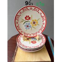 ราคา จานเซรามิค ขนาด 9 นิ้ว 5ใบ x5 ลายดอกถาดวินเทจสีแดง เนื้อสโตนแวร์ลำปาง เพ้นท์มือ ออกใบกำภาษีได้ (22555394291)