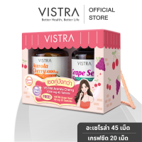 ราคา เซตคู่ ปังกว่า SKIN SET VISTRA Grape Seed 60 mg เกรพ ซีด 60 สารสกัดจากเมล็ดองุ่น 20 เม็ด VISTRA Acerola Cherry 1000 mg Citrus Bioflavonoids Plus อะเซโรลาเชอรี่ 1000 มก 45 เม็ด (22827987826)