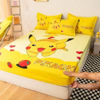 ราคา ผ้าปูเตียงลายการ์ตูน Pikachu ผ้าปูเตียงลายโปเกมอนมหัศจรรย์ของ Alls สีเหลืองขนาดควีนไซส์ผ้าคลุมที่นอน (20611492985)